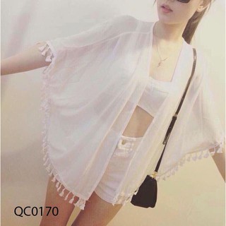 Áo kimono, áo khoác đi biển [có 2 màu TRẮNG, ĐEN]