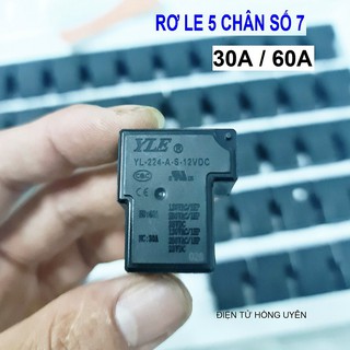 Rơ le số 7 công suất lớn 30A/40A/60A (Mới). Role 5 chân nguồn điện 12V/24V/250V, áp cao chuyên dùng thay Relay máy giun