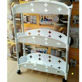 Kệ nhựa 3 tầng có bánh xe