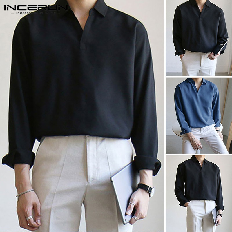 Áo nam dài tay màu trơn thanh lịch INCERUN