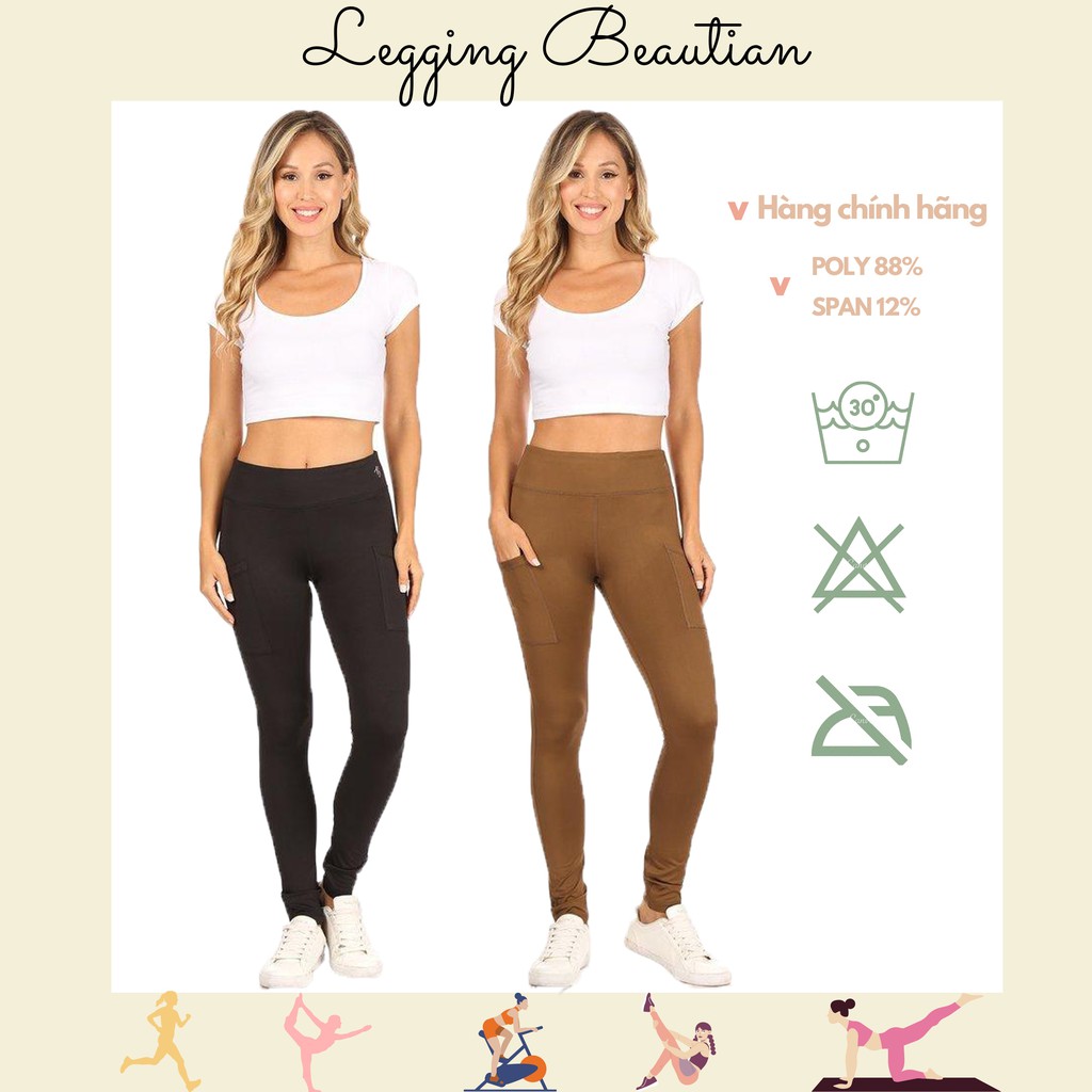 Quần legging dài tập BEAUTIAN tập yoga, tập gym nữ cạp cao túi hông form ôm gọn co giãn đa chiều có BIGSIZE