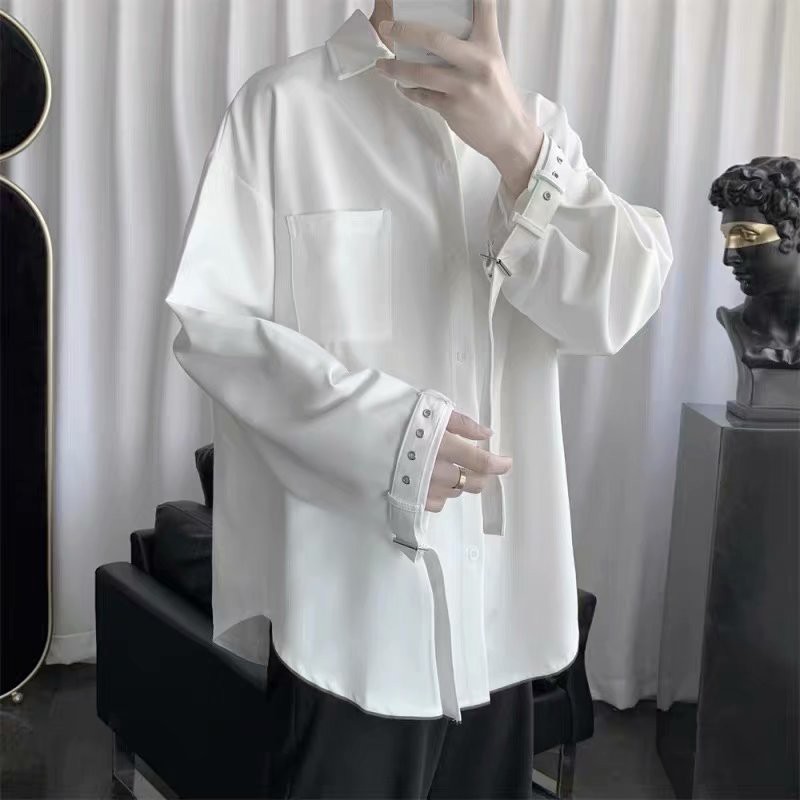 Áo Sơ Mi Dài Tay Oversize Cá Tính Theo Phong Cách Hàn Quốc Dành Cho Nam