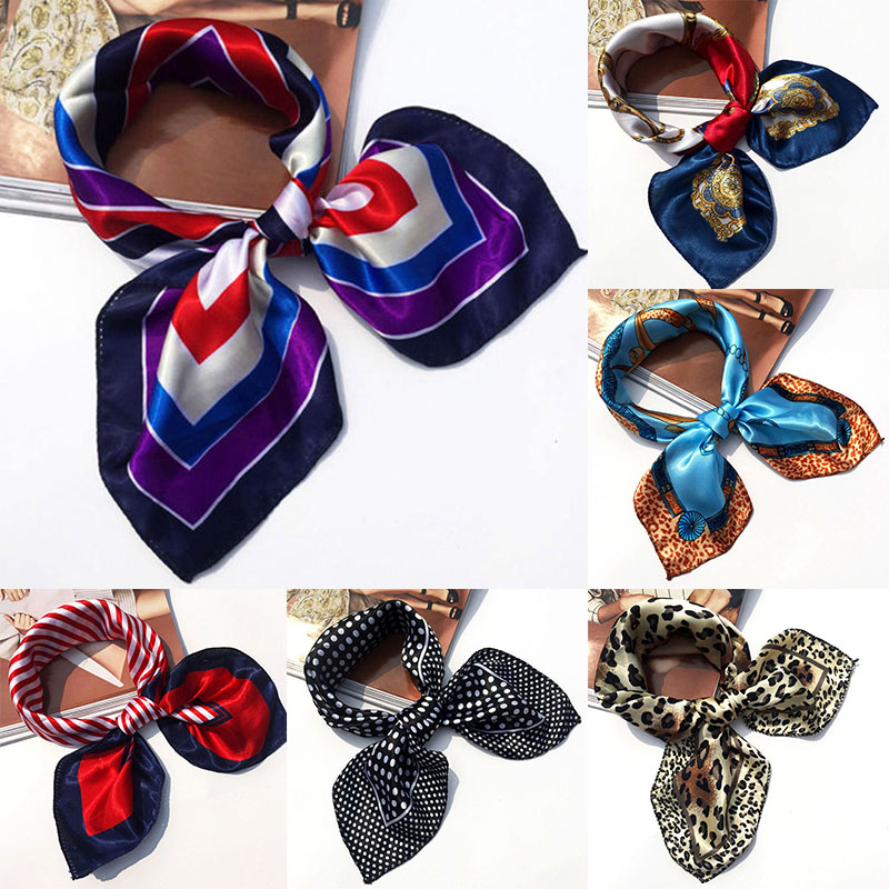 Khăn Choàng Vuông Nhỏ Bằng Vải Satin In Họa Tiết Dành Cho Nữ