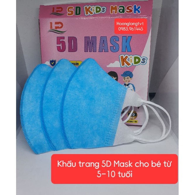 Hộp 10 chiếc khẩu trang y tế 5D mask cho bé từ 5-10 tuổi