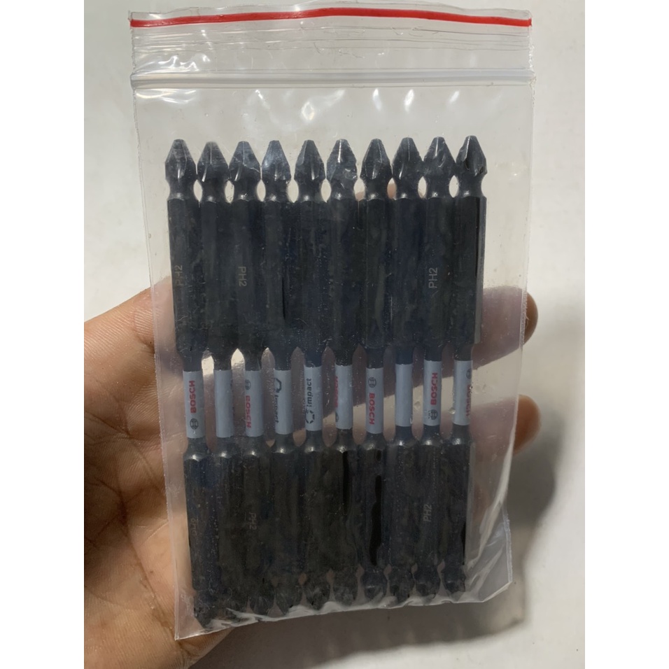 ( Sỉ mũi vít ) Túi 10 mũi vít Bosch hai đầu PH2 - PH2 dài 110mm đuôi nhỏ chính hãng có từ