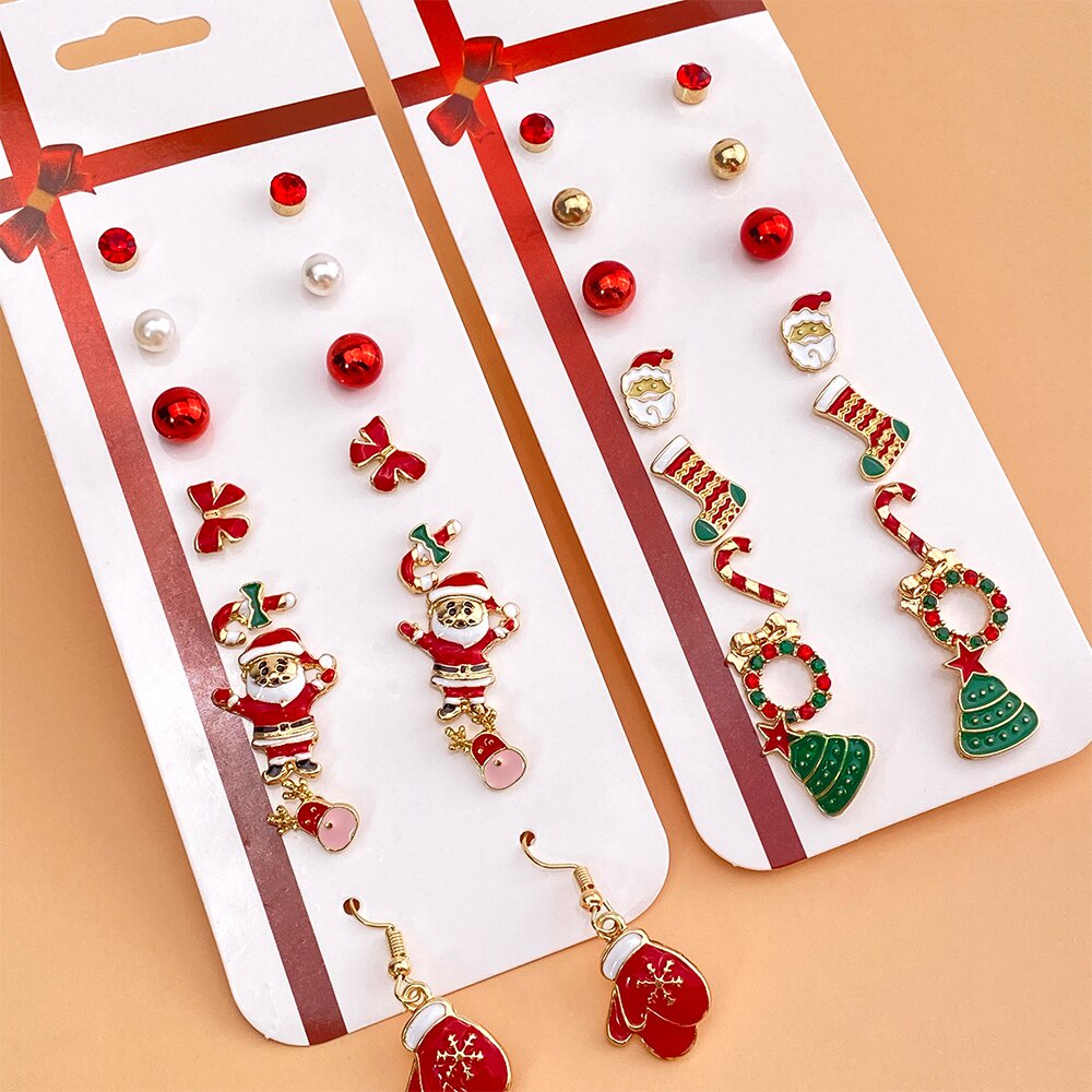 Set 16 khuyên tai phong cách Giáng Sinh thời trang dành cho nữ