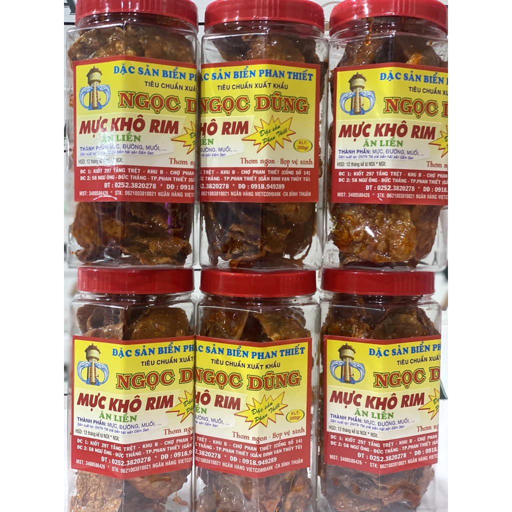 Mực Khô Rim ( ăn liền ) là món ăn ngon của Shop Đặc Sản Biển Phan Thiết NGỌC DŨNG; Hộp 200 gram. HSD 12 tháng