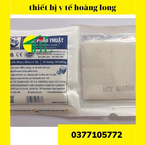 Gạc phẩu thuật tiệt trùng 10 x 10 x8 lớp AN LÀNH