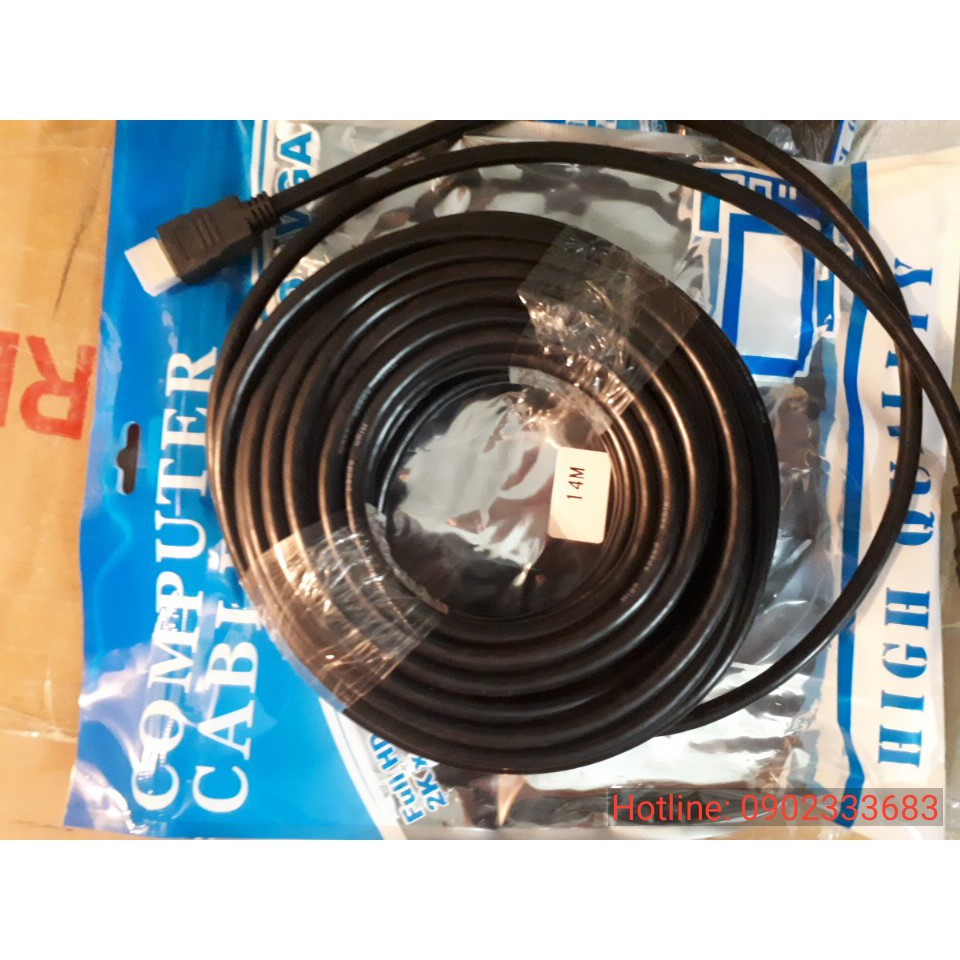 Cáp hdmi 14m full hdm | dây hdmi 14m tròn đen
