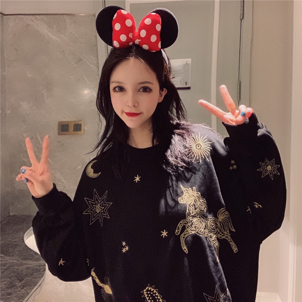 Áo Sweater Cổ Tròn Dáng Rộng Thêu Họa Tiết Xinh Xắn Cho Nữ 2019 | BigBuy360 - bigbuy360.vn