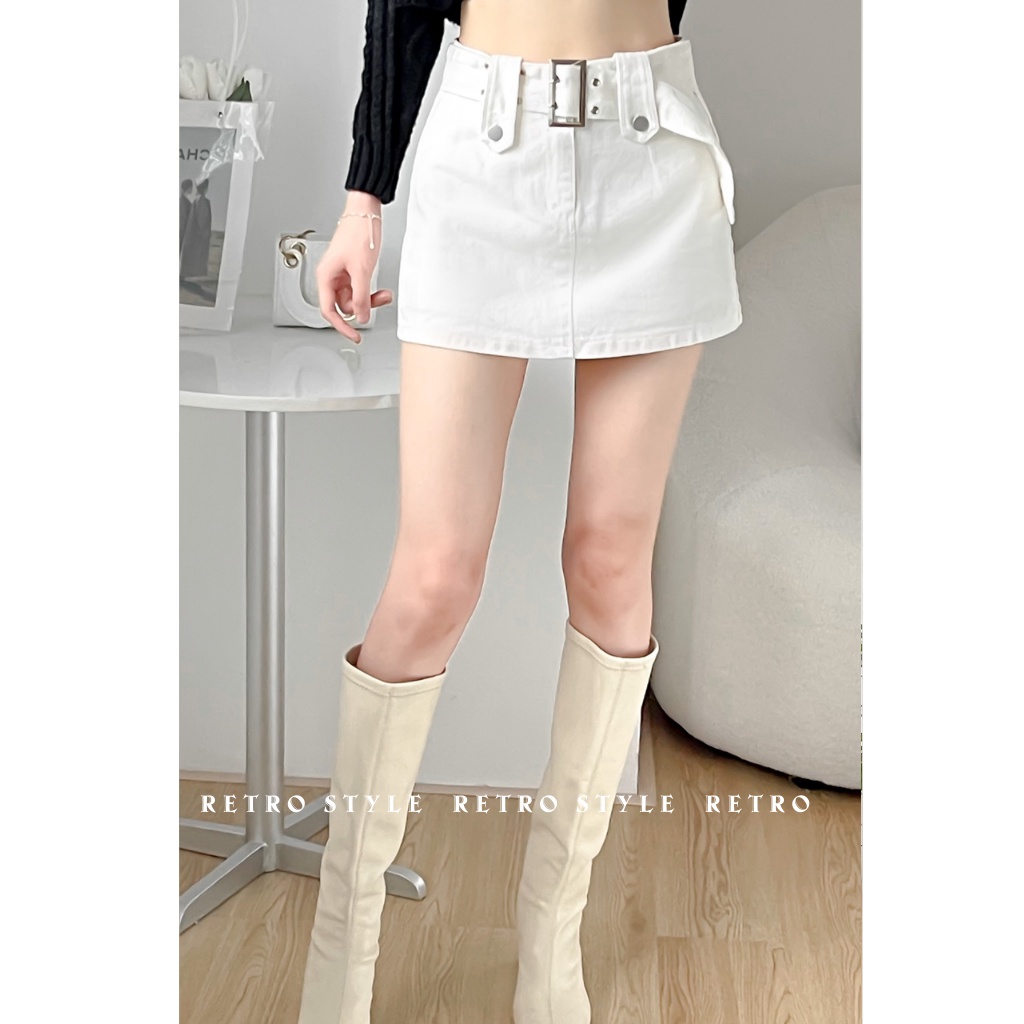 Chân váy kaki dáng ngắn kèm đai mã 757 Retrostyle
