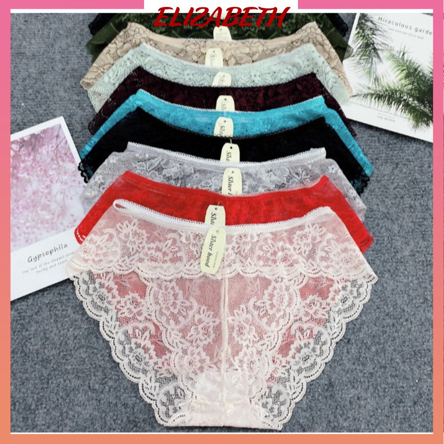 Quần lót ren nữ gợi cảm sexy siêu mỏng nhiều màu, mềm mịn quyến rũ, quần lót Elizabeth Chip | BigBuy360 - bigbuy360.vn