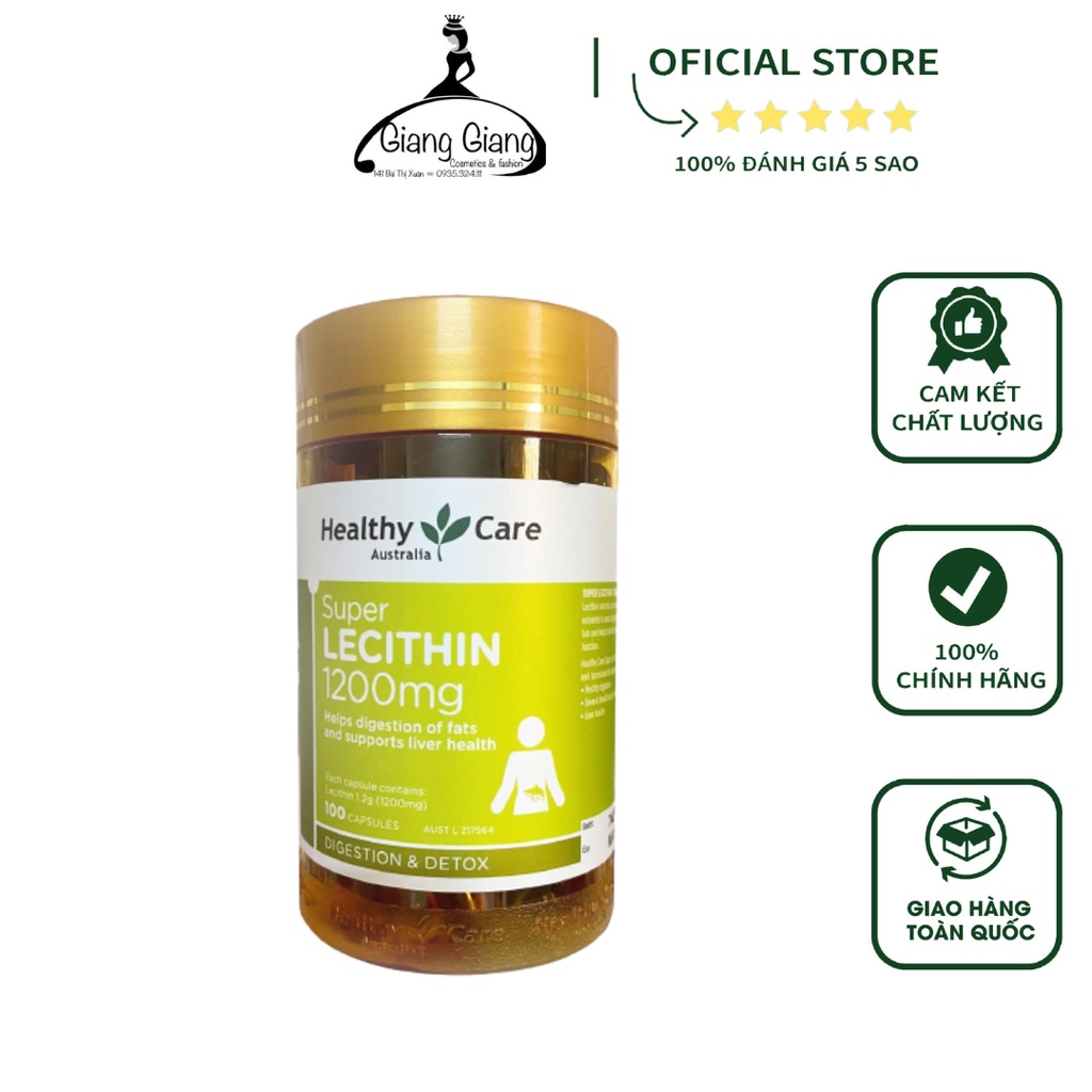 Mầm Đậu Nành Healthy Care Super Lecithin 1200mg Úc Chính Hãng 100 Viên Uống Tăng Vòng 1