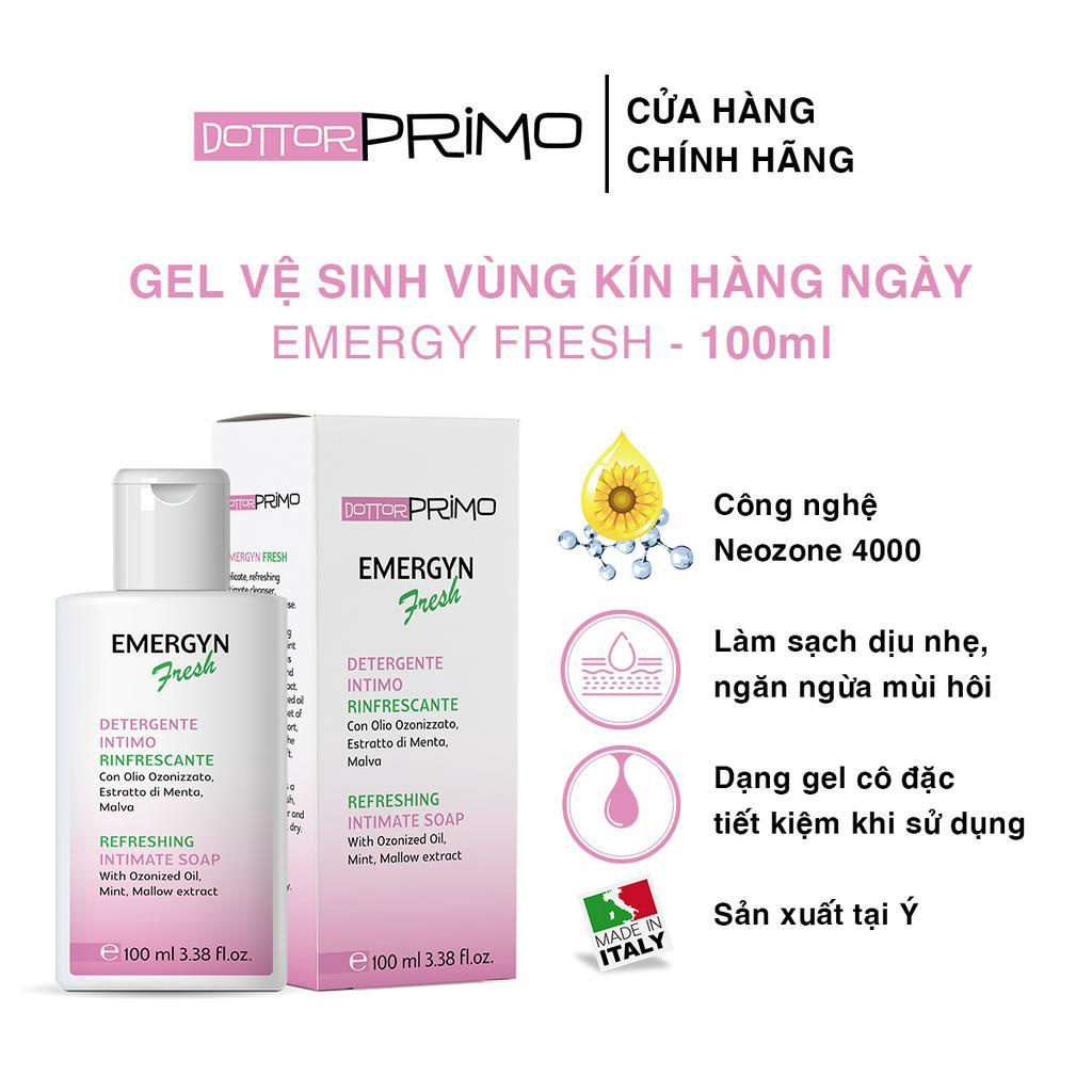 Dung dịch vệ sinh phụ nữ hàng ngày DottorPrimo Emergyn Fresh 100ml - gel vệ sinh vùng kín dịu nhẹ ngăn mùi, giữ ẩm