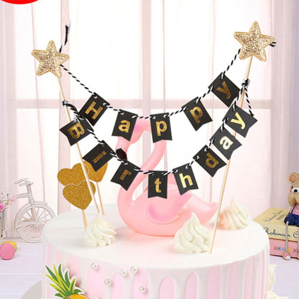Phụ Kiện Trang Trí Bánh Kem Chữ Happy Birthday|Phụ Kiện Trang Trí Bánh Kem Hình Ngôi Sao Nhiều Màu Sắc Dễ Thương
