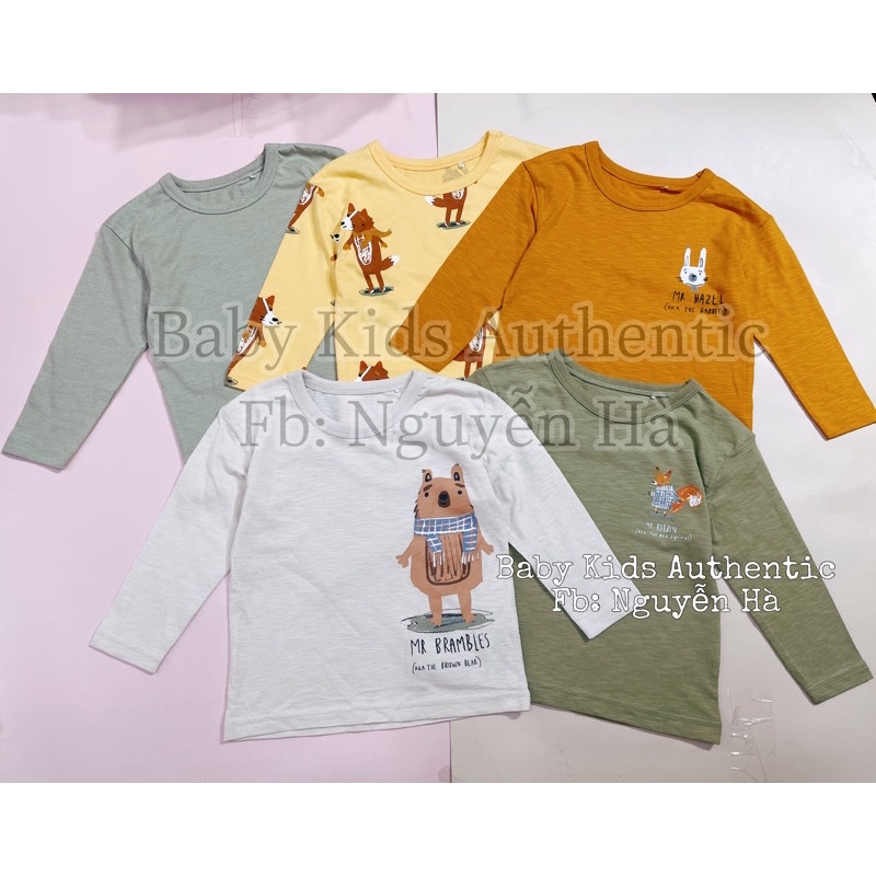 Set áo cotton thun dài tay bé trai sz 12/18m 18/24m 2/3y 3/4y 4/5y 5/6y