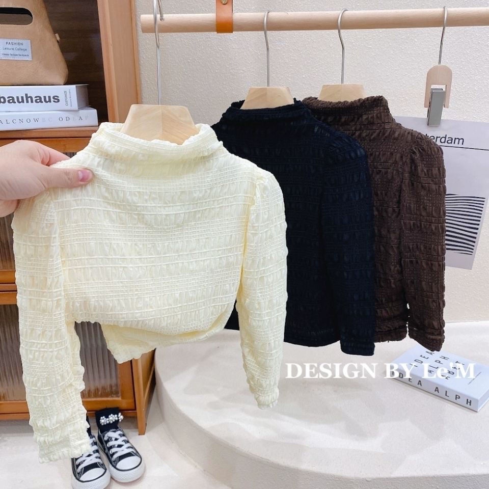 Áo thun hai lớp bằng vải nỉ ấm áp phong cách phương Tây thời trang mùa đông mới cho bé gái 2021