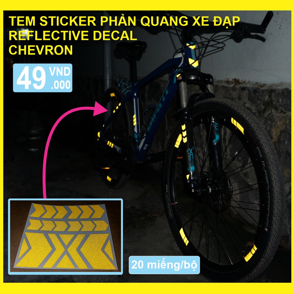 Tem phản quang xe đạp địa hình - đường trường - touring - đường phố Chevron | Decal phản quang xe đạp | CycleWrap