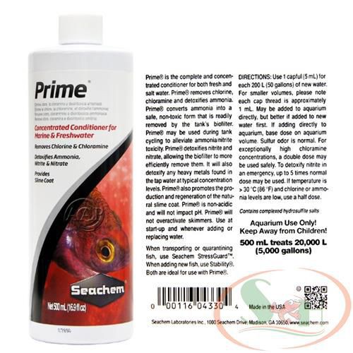 Xử lý nước Seachem Prime 100ml, 250m khử độc clo nước mới giảm stress bể thủy sinh cá tép