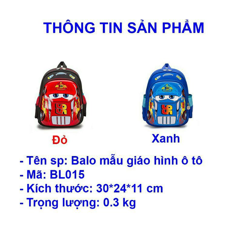 Balo trẻ em bé trai bé gái mầm non hình 3D ô tô nhiều ngăn, chống thấm, chống gù siêu bền đẹp