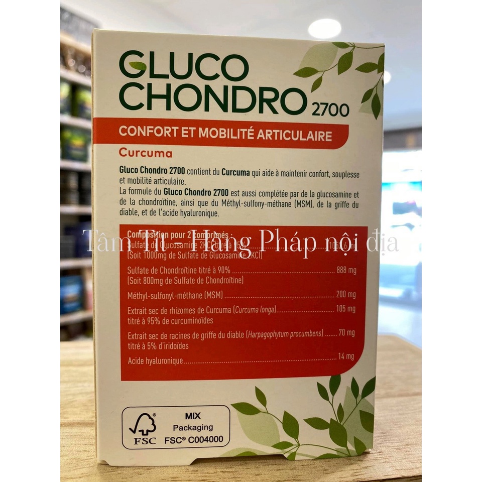 Nghỉ bán sale lỗ  - VIÊN UỐNG BỔ XƯƠNG KHỚP GLUCO CHONDRO 2700 PHÁP HỘP 60v