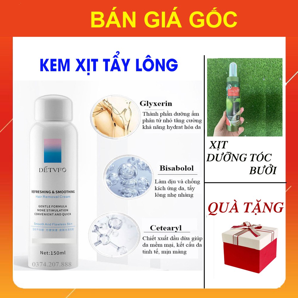 Kem Tẩy Lông Detvfo Triệt Lông Nách- Chân- Tay [COMBO TẶNG KÈM] Xịt Dưỡng Tóc Bưởi Valert GIÁ SỈ, Chai Xịt Nội Địa Trung