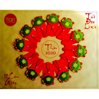 TÚI ĐEO LÌ XÌ  HANDMADE 12 CON GIÁP: THÌN