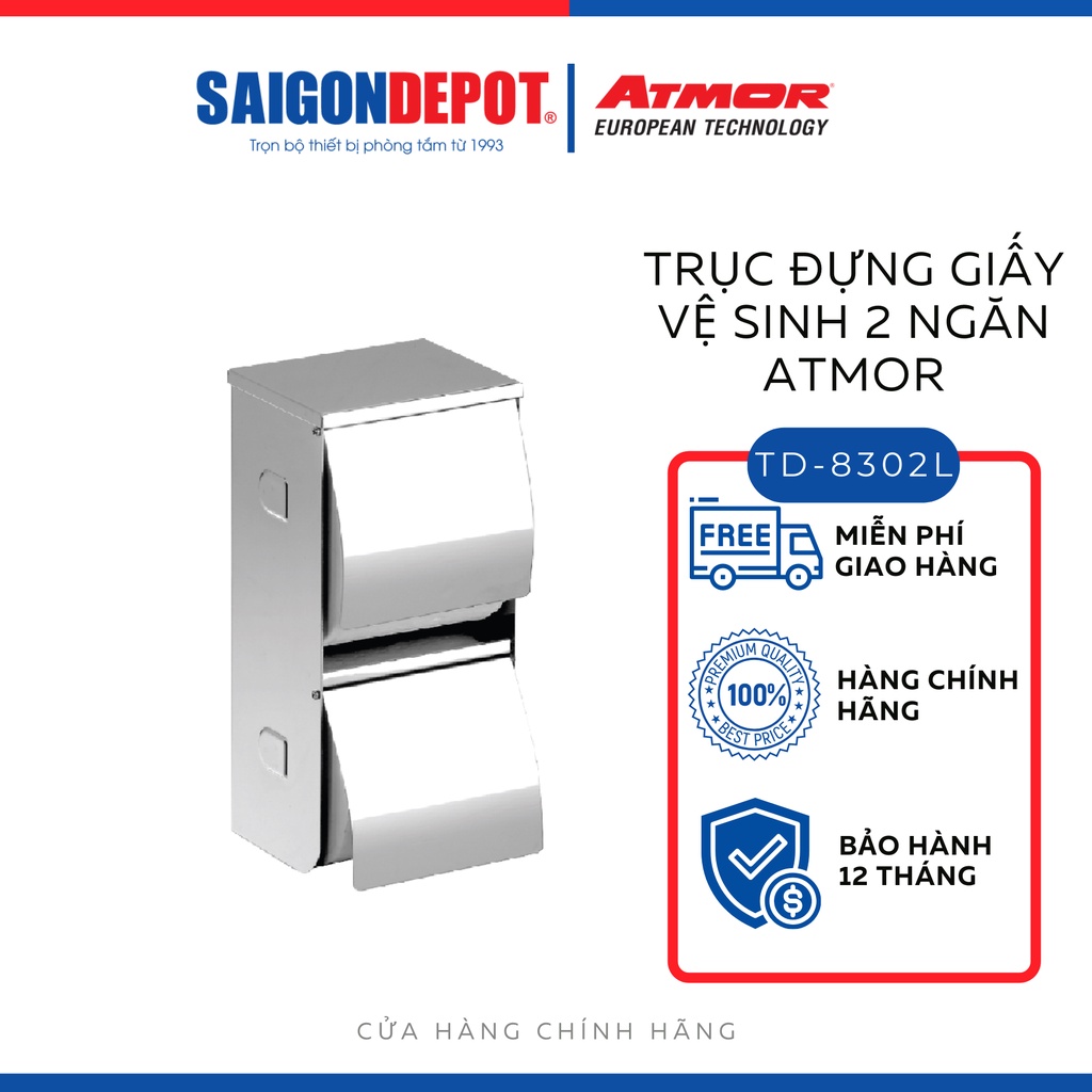 SAIGON DEPOT - Trục đựng giấy vệ sinh đôi inox 304 Model TD-8302L