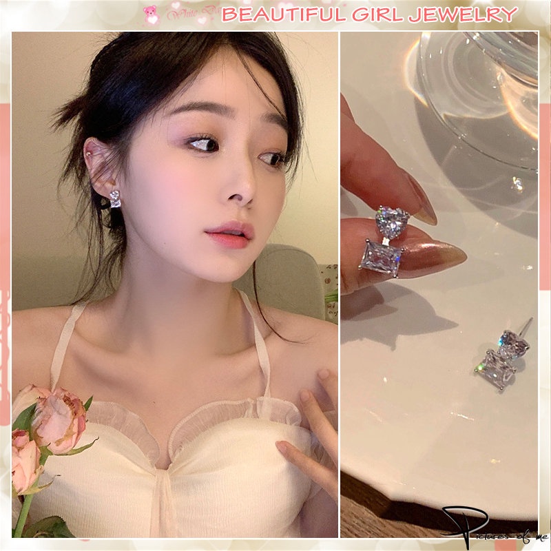 Bông Tai Mạ Bạc 925 Hình Trái Tim Đính Đá Zircon Sang Trọng Thời Trang Cho Nữ 2022