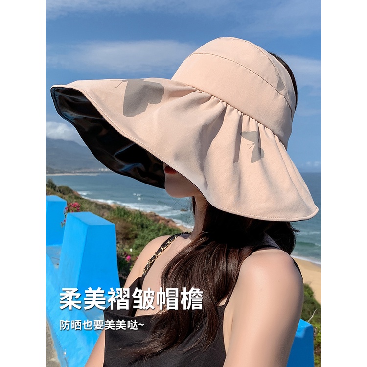 Nón tai bèo rộng vành hở chóp chống tia cực tím dạng gấp gọn thời trang xuân hè phong cách nhật bản cho nữ