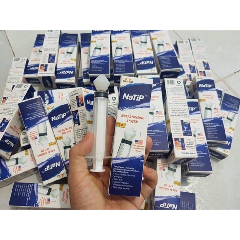 Dụng cụ rửa mũi natip đầu silicon mềm COMBO 10 BỘ