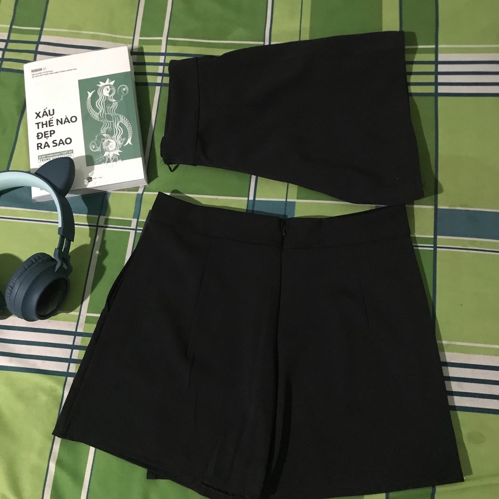 Quần giả váy nữ phối cúc chất vải tuyết mưa, Quần váy nữ cạp cao SUNA FASHION từ 42 - 60kg