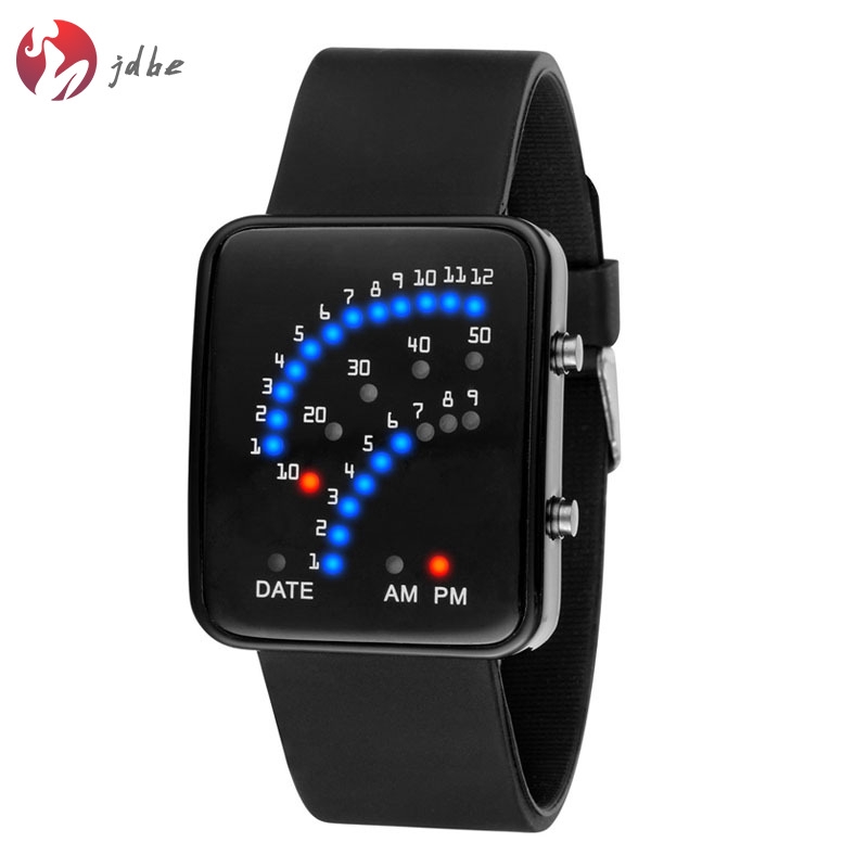 ✿JDBE✿ LED Electronic Wrist Watch Sector Binary Digital Waterproof Fashion Unisex Couple Watches