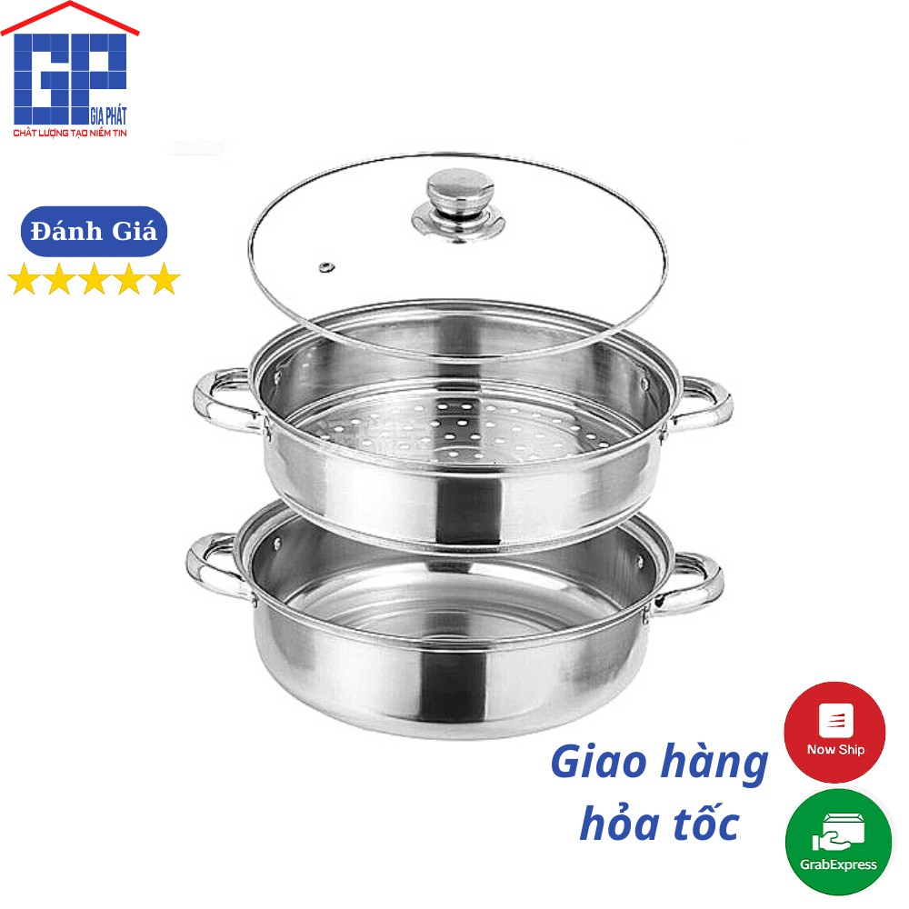 Nồi Hấp 2 Tầng Hotpot Chất Liệu Inox Size 28cm, Nồi Lẩu Vung Kính Kiêm Nồi Hấp Đa Năng