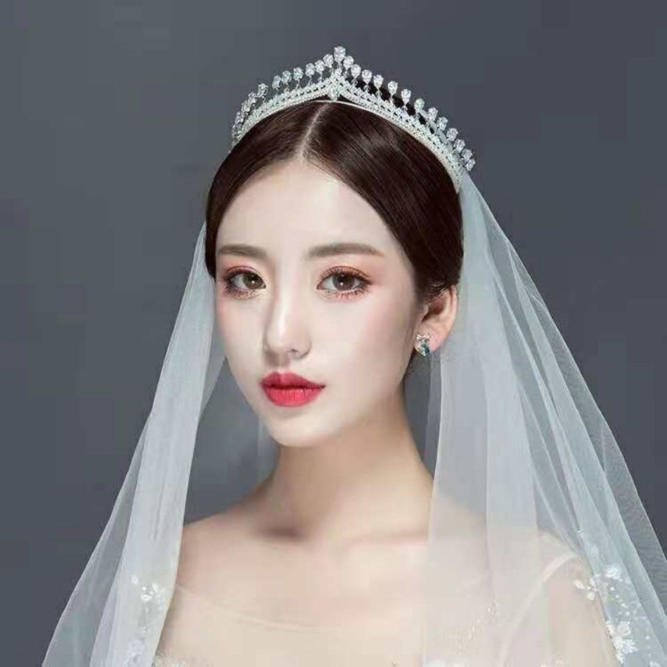 Vương Miện Cài Tóc Đính Đá Zircon Sang Trọng Phong Cách Âu Mỹ Cho Cô Dâu