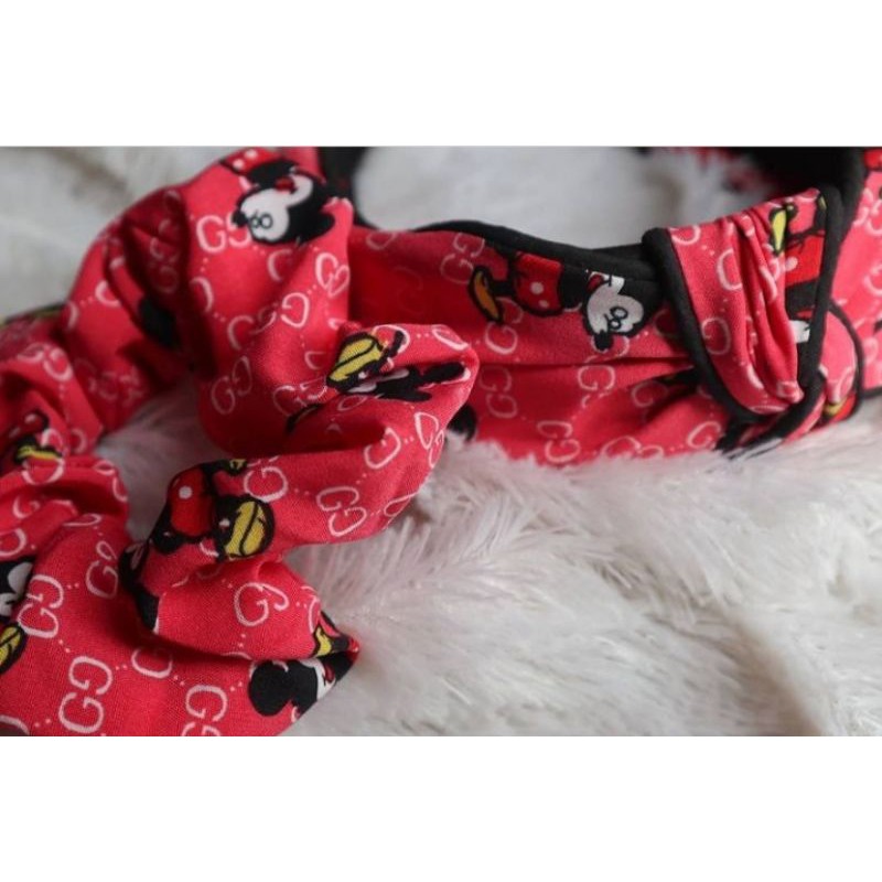 Set Băng Đô + Dây Buộc Tóc Hình Chuột Mickey Gucci Xinh Xắn