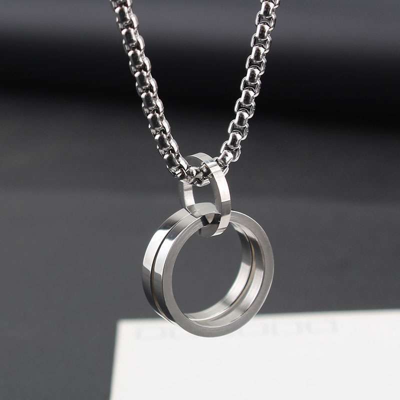 Dây Chuyền Nam Titan Hai Vòng Tròn Cá Tính Cao Cấp Không Gỉ DC2CIRCLE