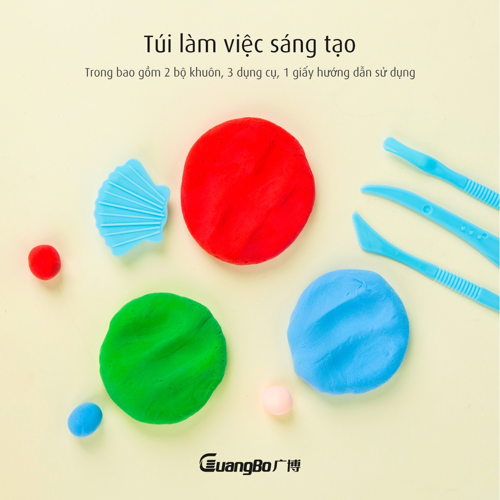 Bộ đất nặn nhẹ tự khô Softclay tạo hình GuangBo 12/24/36 màu nguyên liệu butter slime - an toàn, kèm khuôn 04012/13/14