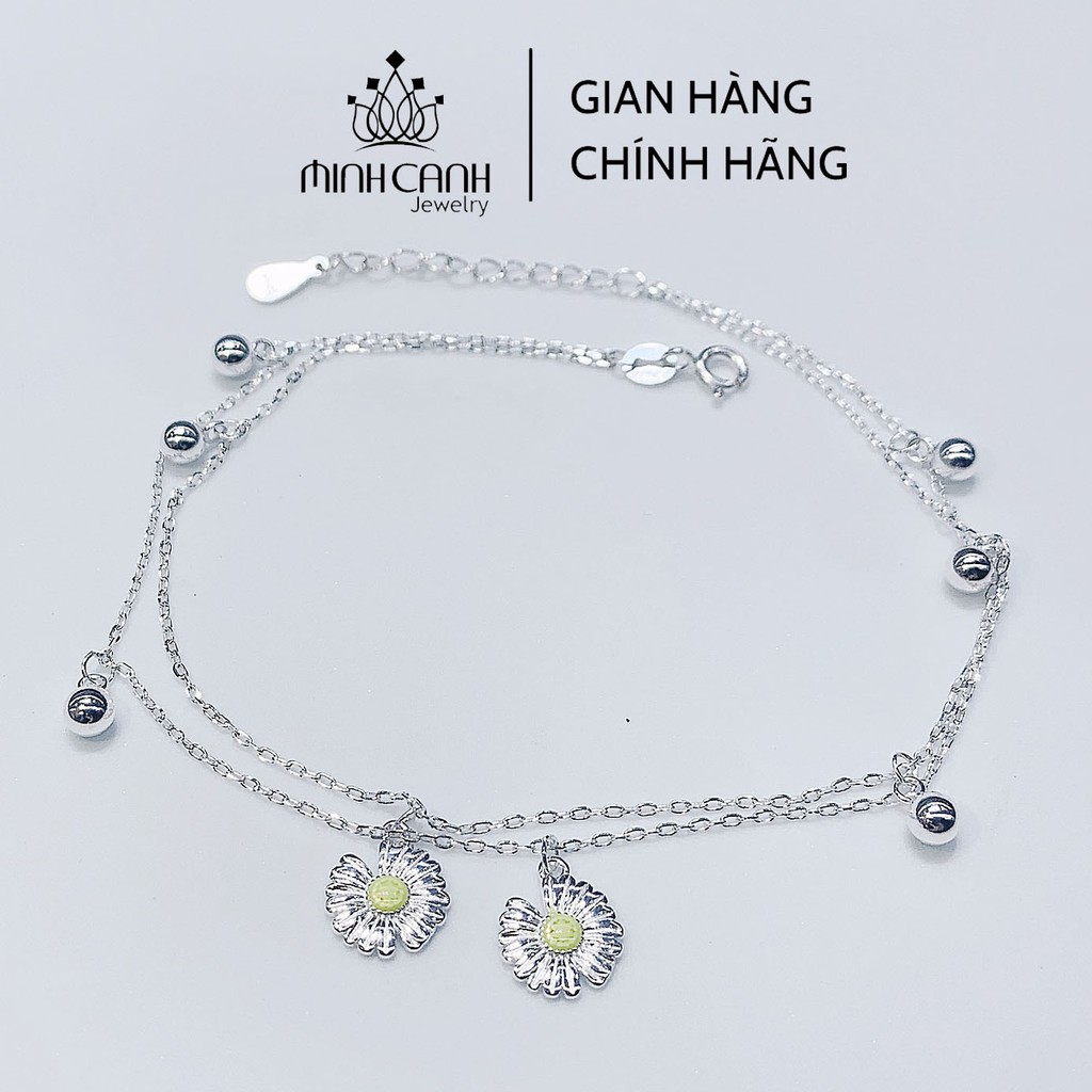 Lắc Chân Bạc Hoa Cúc Khuyết Cánh Daisies Dây Kép - Minh Canh Jewelry