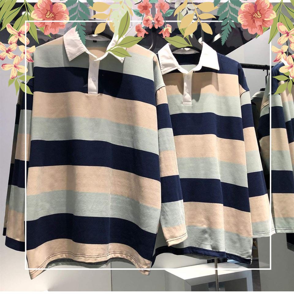 Áo POLO STRIPPED LONG SLEEVE Unisex , áo thun tay lỡ, áo hoddie, quần kaki
