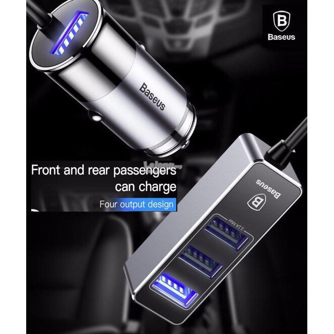Tẩu sạc xe ôtô Baseus Enjoy Together Car Charger 4 cổng USB sạc nhanh 5V/5.5A Max cho điện thoại và máy tính bảng