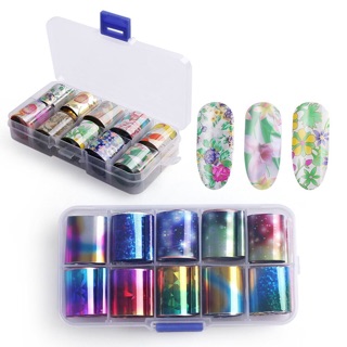 Set 10 cuộn foil nhỏ đơn giản trang trí móng