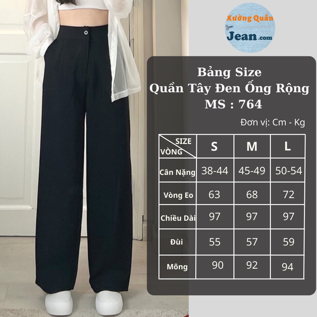 Quần Tây Ống Rộng Suông Nữ Đen - 764