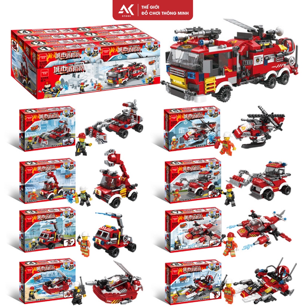 [HOT] Đồ Chơi Lắp Ráp Mô Hình Đội Xe Cứu Hỏa Thành Phố 8 Trong 1 Thông Minh Cho Bé 800++PCS