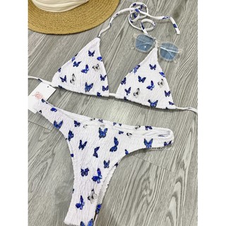 Bikini nhún 2 mảnh bướm xanh (ảnh thật)