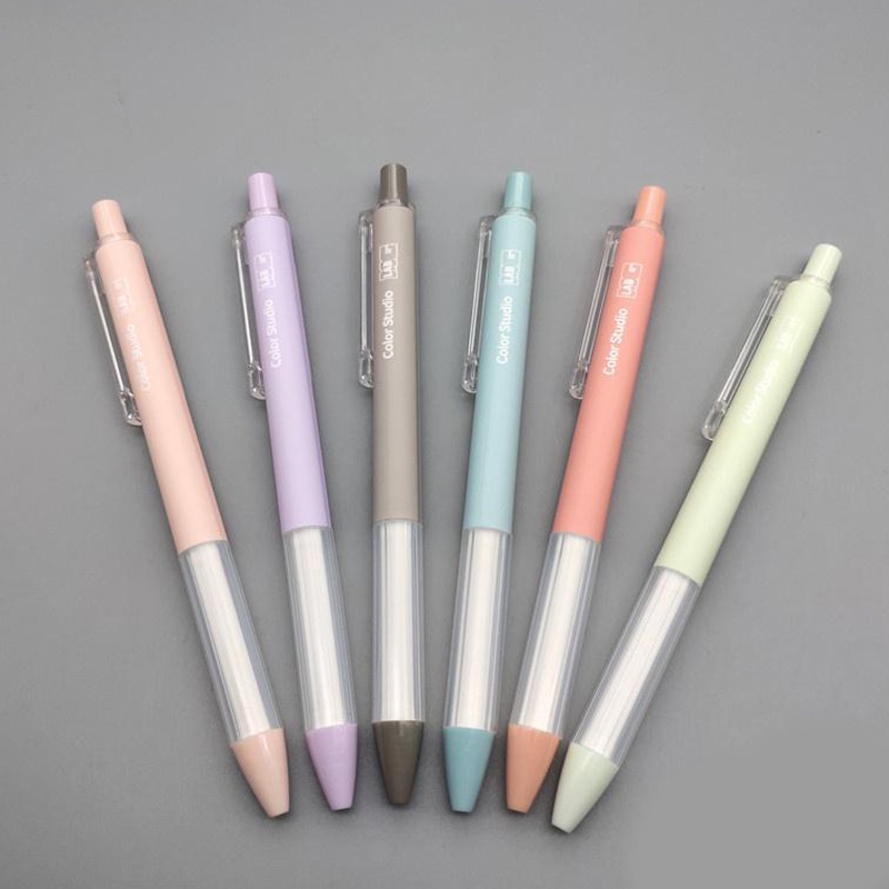 Set 6 Bút Bi Mực Đen Ngòi 0.5mm Có Thể Thu Gọn