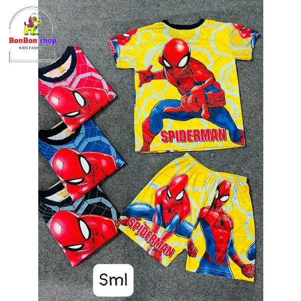 COMBO 3b đồ bé trai mặc hè siêu mát giá tại xưởng, combo 3b 3 mẫu siêu nhân cho bé size 10-23kg
