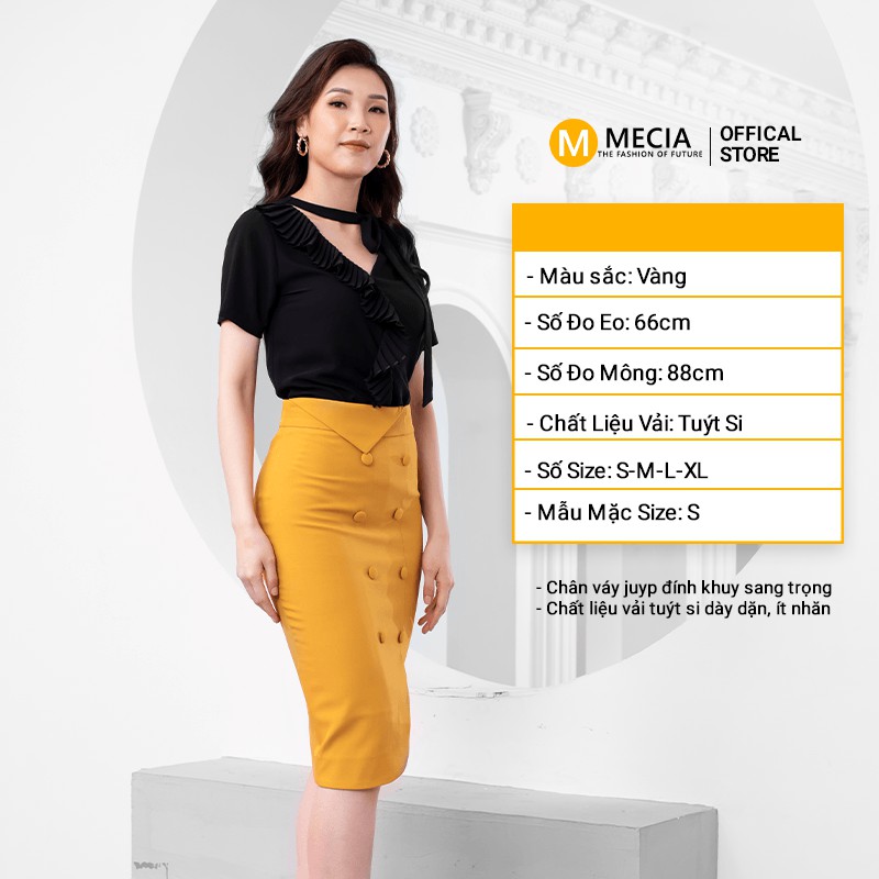 Chân váy công sở thiết kế MECIA CV180 – chân váy bút chì thiết kế xẻ tà phối cúc co giãn 4 chiều phong cách sang trọng | BigBuy360 - bigbuy360.vn