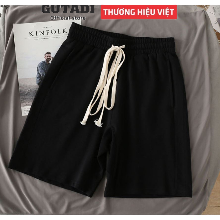 Quần Short Unisex Nam Nữ Dáng Lửng Trơn Chất Nỉ Cao Cấp Có Túi GUTADI