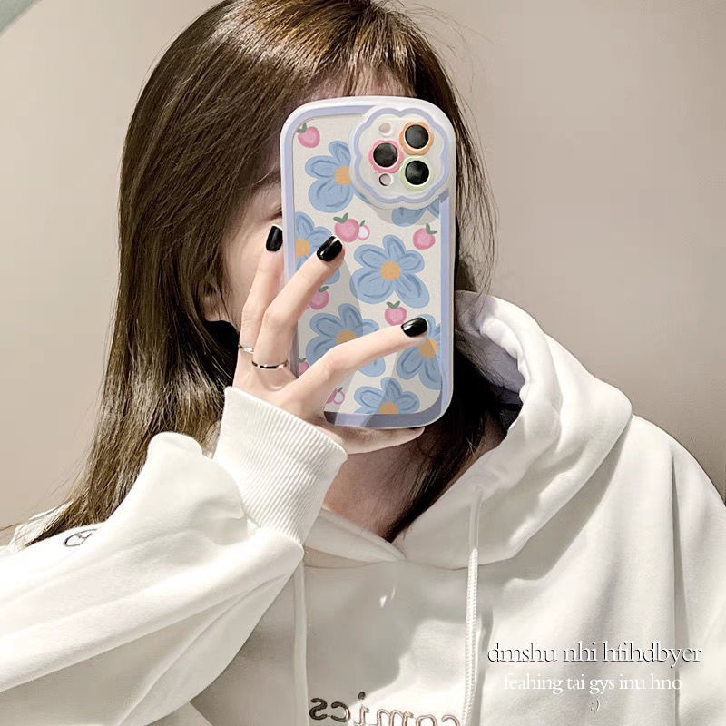 Ốp Điện Thoại Họa Tiết Hoa Xanh Hoạt Hình Cho IPhone 12 13 11 Pro Max X Xs Max Xr 7 8 Plus Zkzs
